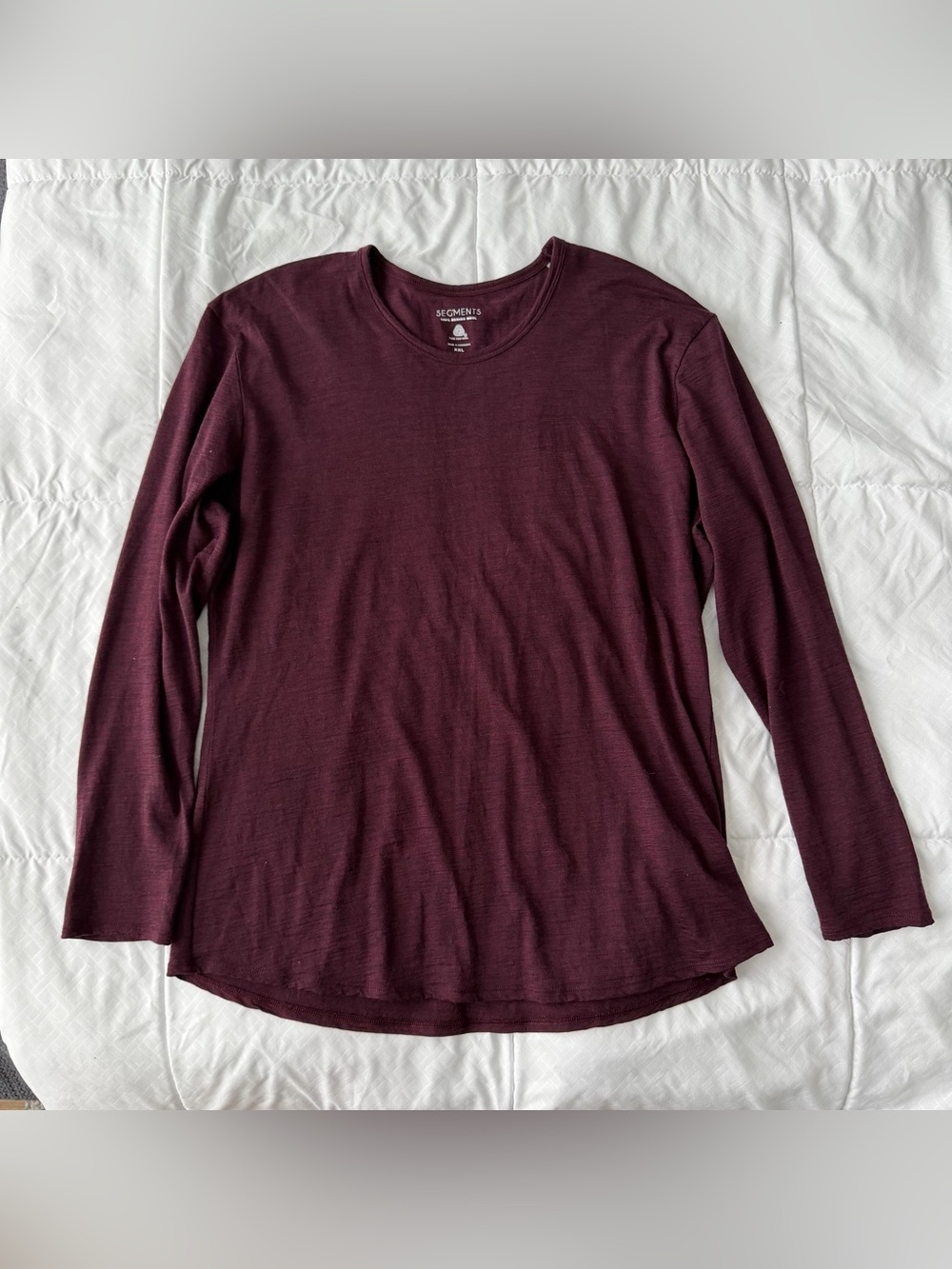 Segments 100% Merino Wool Long Sleeve Top Burgundy Wine XXL Base Layer Outdoor